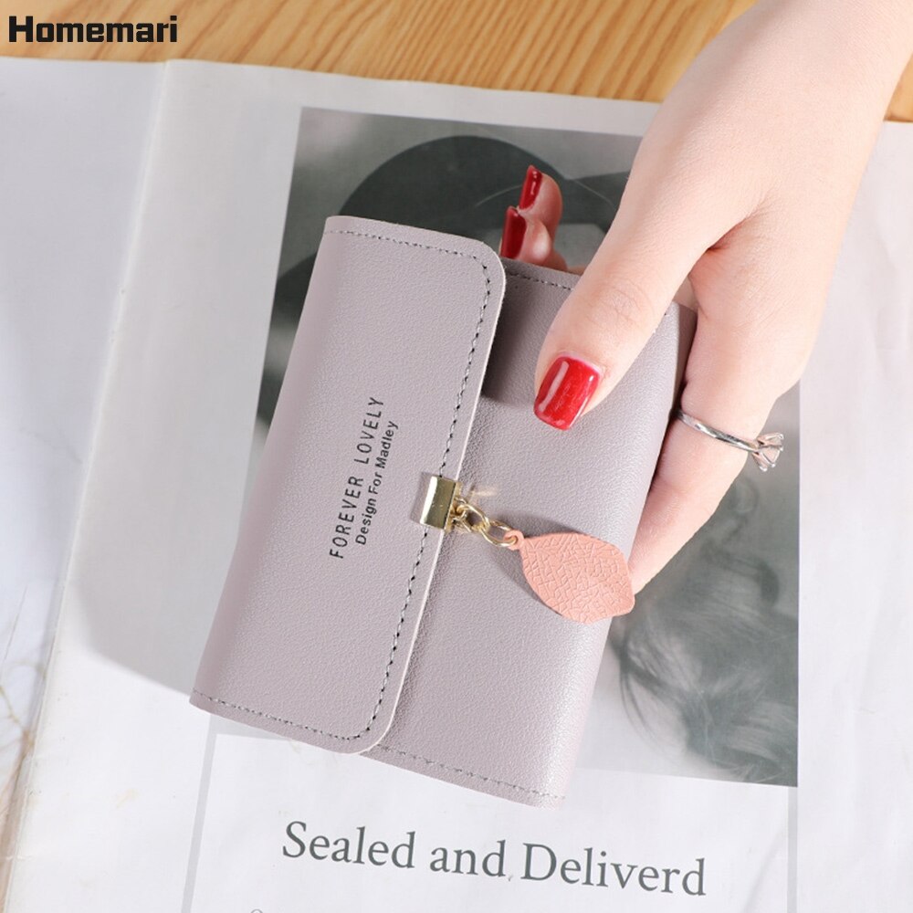 Homemari mulheres couro do plutônio carteiras femininas bolsas longas sacos de dinheiro folha telefone bolso senhoras carteira titular do cartão embreagem mujer 2021: Short-purple