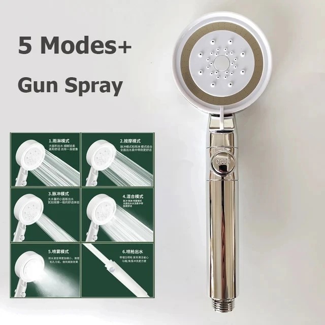 Cabezal de ducha de lluvia de 6 modos, cabezales de ducha de lluvia superiores de alta presión para baño, ° Accesorios para grifos de ducha con rociador superior: Verde