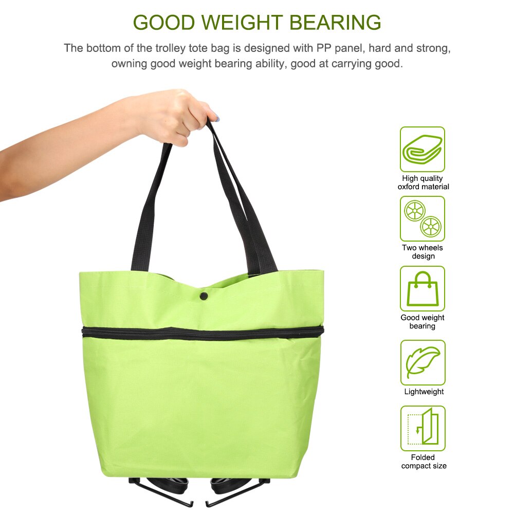 Foldbar indkøbsvogn tote taske 2 in 1 foldbar indkøbskurv bærbar foldbar indkøbsvogn trolley tote bag