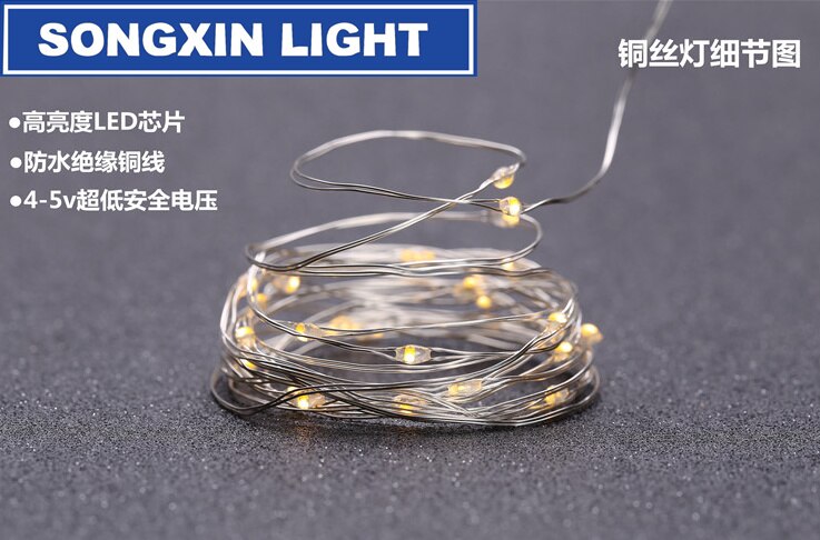 5 meter 50 led-snoer usb decoratieve verlichting koperdraad snoer knipperende lampjes met sterren slaapkamer met schakelaar