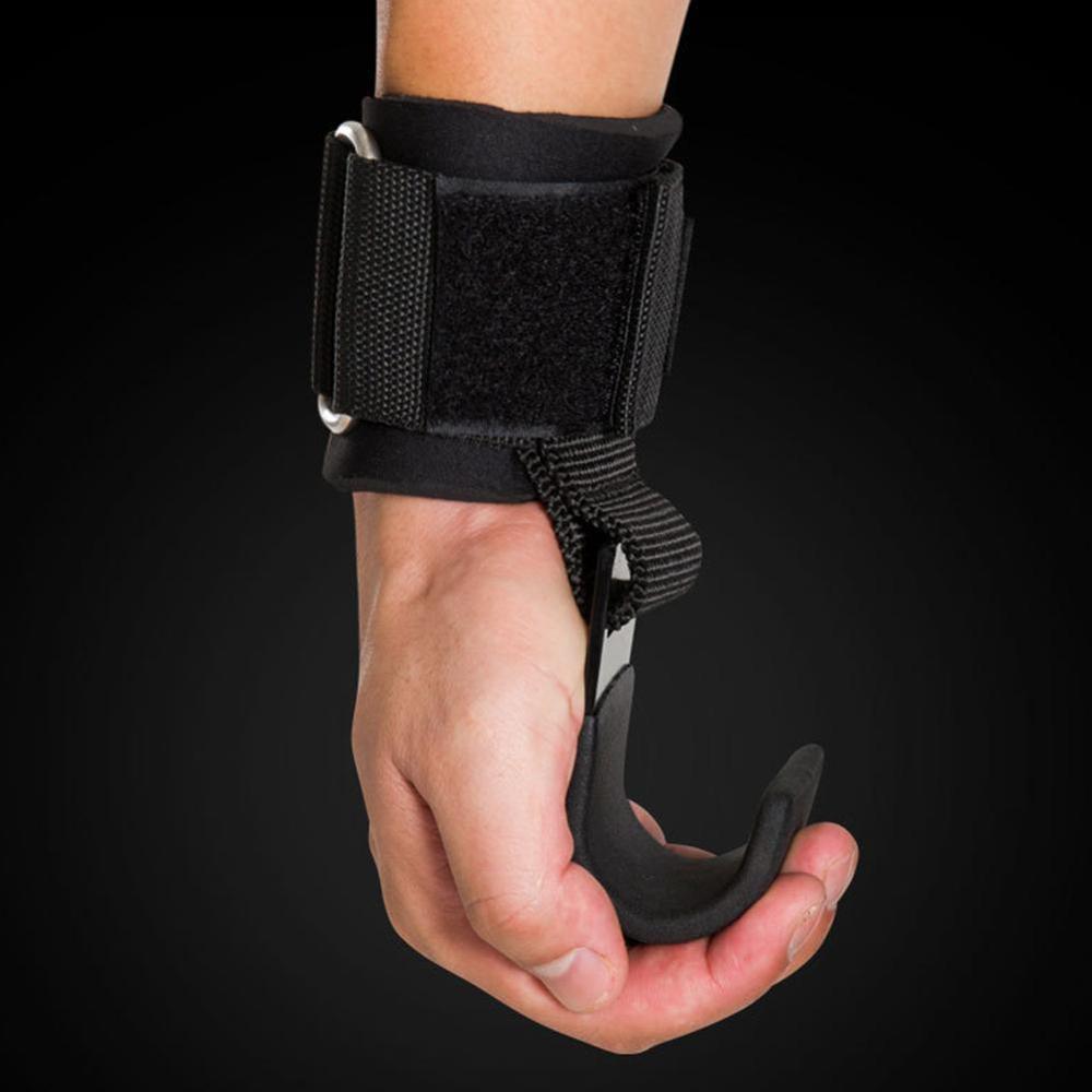 Weight Lifting Hooks Fitness Set Weightlifting Wrist Grips Padded Duty Lifting Hook Heavy with Pull-ups Straps Power Workou E7E0