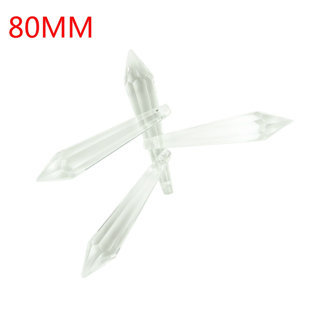 Klare istapper krystal prismer 38mm-100mm krystal u prisme lysekrone glas krystaller vedhæng hængende til lysekrone ophæng: 10 stk / 80mm