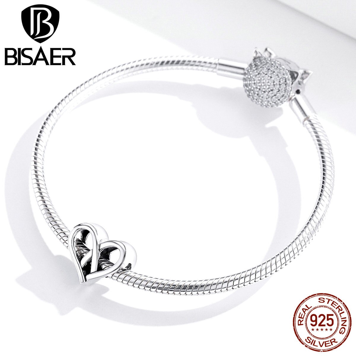 BISAER Pendenti E Ciondoli 925 Sterling Silver Cross di Cerimonia Nuziale Del Cuore Del Pendente Del Branello Braccialetti FAI DA TE Collana Per La Femmina Gioielleria Raffinata 2020 HSC1552