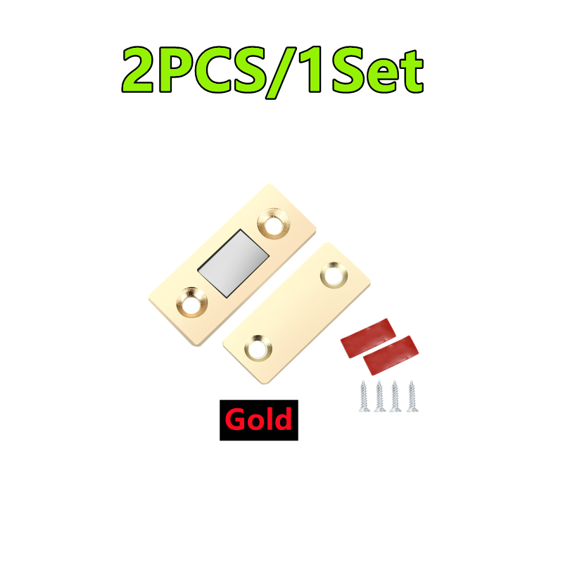 cierre de puerta fuerte, pestillo magnético para puerta, imán para puerta, muebles, armario, tornillo/pegatina ultrafino, 6 colores, 4/2 Uds.: Negro / oro