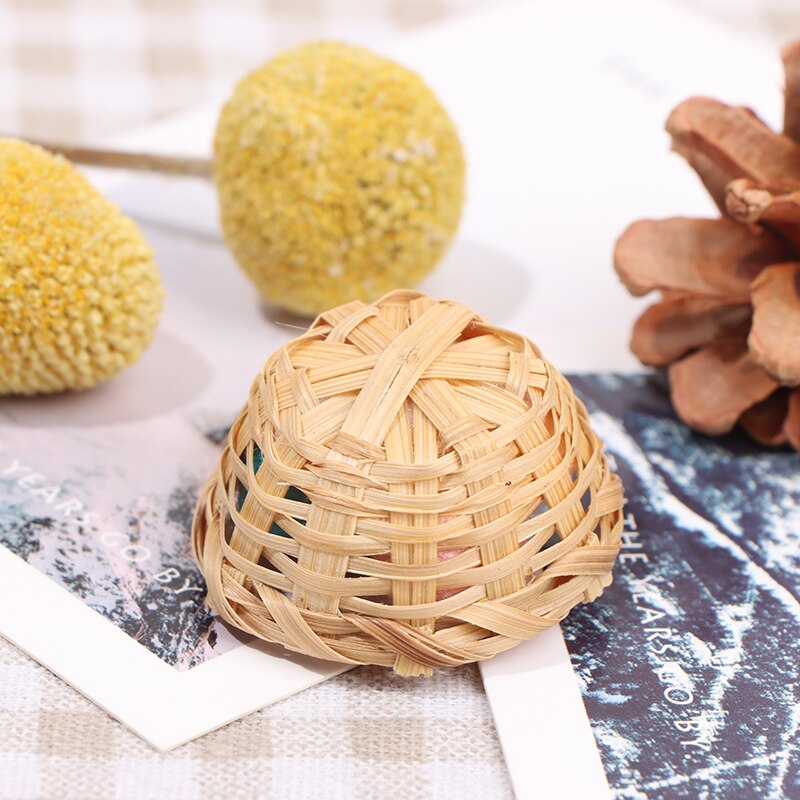 Woolen Knitting Home Work Bamboo Basket Needle Balls of 1/12 Dollhouse miniature