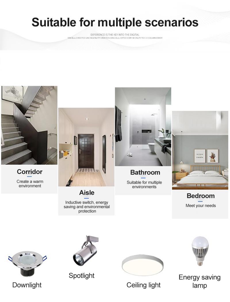 5.8G Microwave Light Control Sensor Switch Sensory Switch Dimming Sensitivity Adjustment Delay Motion Detection Light Controller