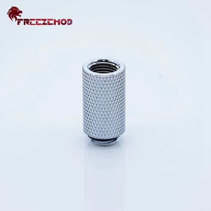 FREEZEMOD male to female thread extender G1/4'' (extended 30mm) computer pc water cooler fitting.HYCLZ-M30: silver