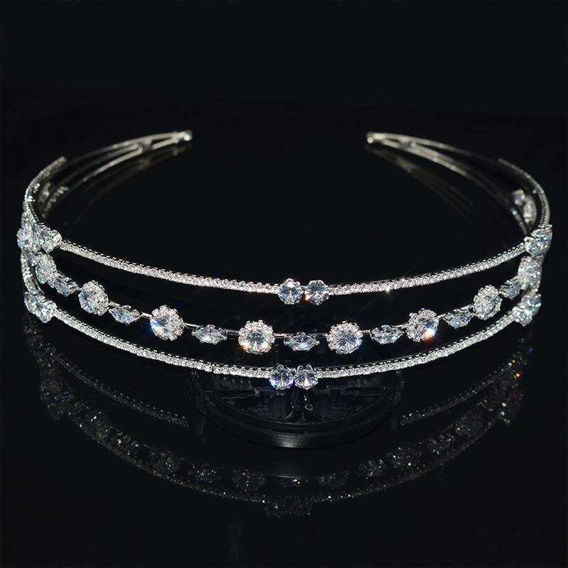 Luksusowa lśniąca ślubna kryształowa Tiara dla księżniczki na konkurs piękności Prom Rhinestone z pałąkiem na głowę cyrkon pasmo włosów akcesoria do włosów