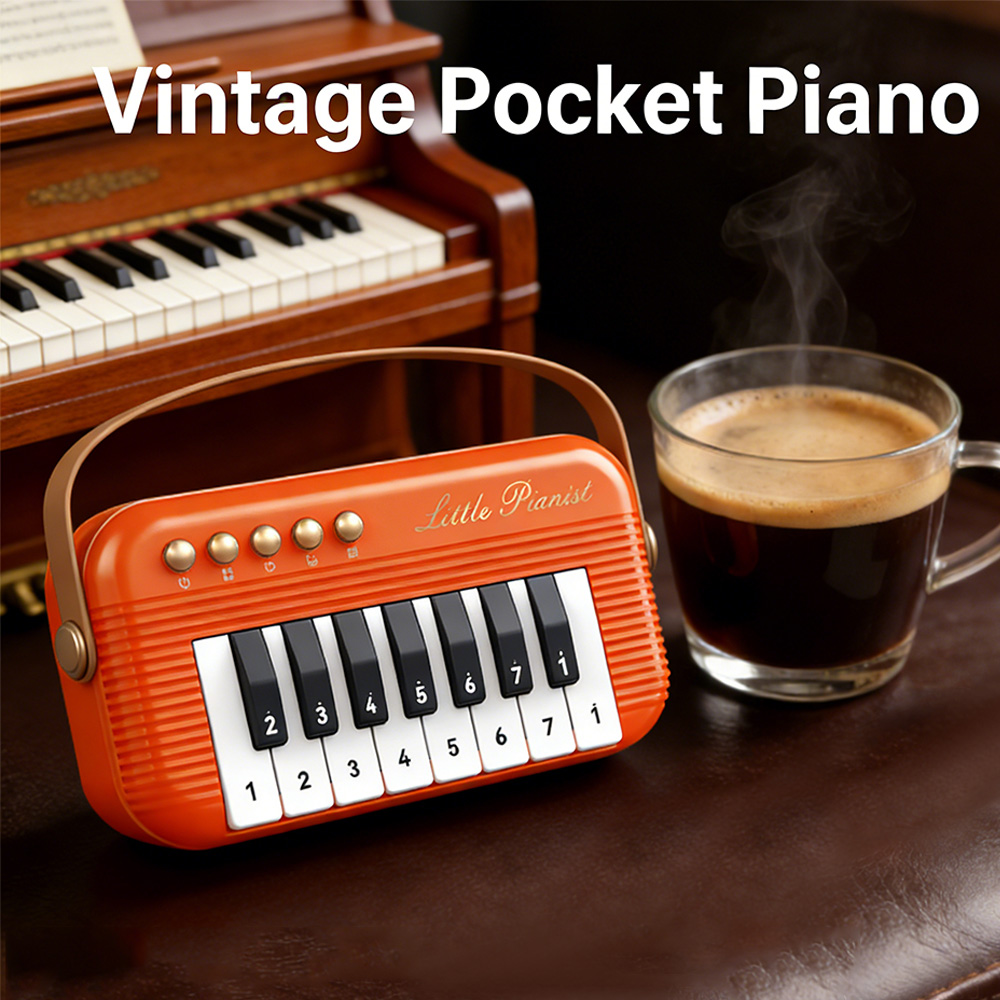 5 färger mini piano keyboard leksaker för barn, retro fickpiano, musikleksaker nybörjare, elektroniskt musikinstrument