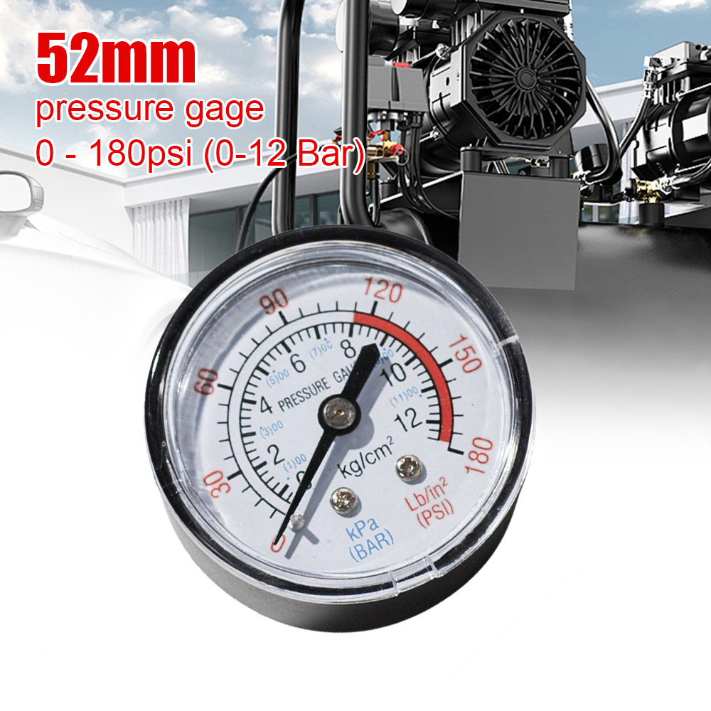 Luchtdrukmeter Compressor Pneumatische Hydraulische Vloeistofdrukmeter 52Mm Schroefdraad 1/4 0-12Bar/0-180Psi Meetmanometer