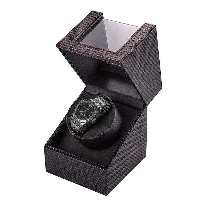 Carbon Fiber Horloge Shaker Mini Enkele Elektrische Horloge Doos Self Winding Horloge Ontvanger Display Horloge Winder Box Eu/us/Uk/Au: Carbon fiber pu