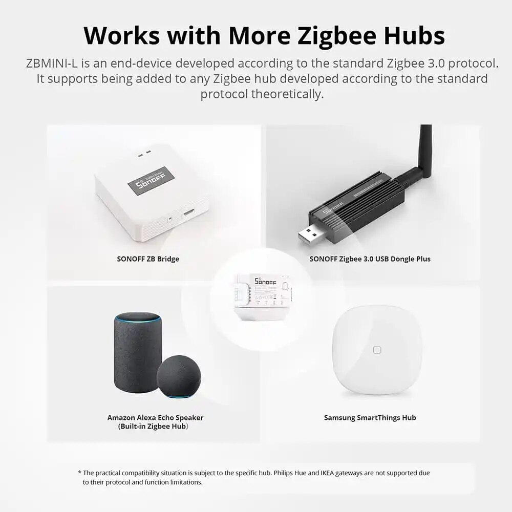 Sonoff ZBMini-L Zigbee Mini Schalter KEINE Neutralen Draht Erforderlich Zigbee 3,0 Clever schalten Arbeit mit Sonoff Zigbee Brücke zigbee Donlge