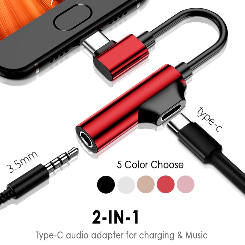 2 In 1 Type C Naar 3.5Mm Hoofdtelefoon Kabel Converter Charger Optie Type-C Naar Type C 3.5Mm Aux Jack Opladen Audio Adapter