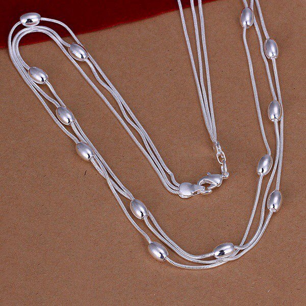 Charm set di gioielli con collana di bracciali in argento sterling 925 per donna ovale perline catena 18 pollici regalo di natale per feste di moda