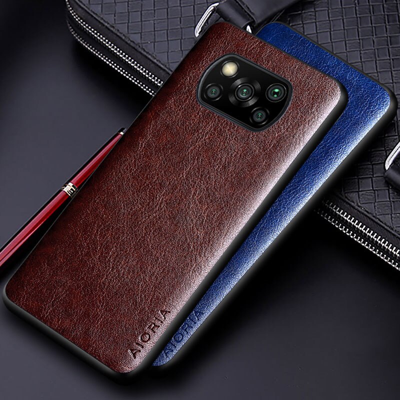 Luksuriøst pu-skinndeksel til xiaomi poco  x3 nfc  x3 pro med ensfarget forretningsdeksel til xiaomi poco  x3 pro