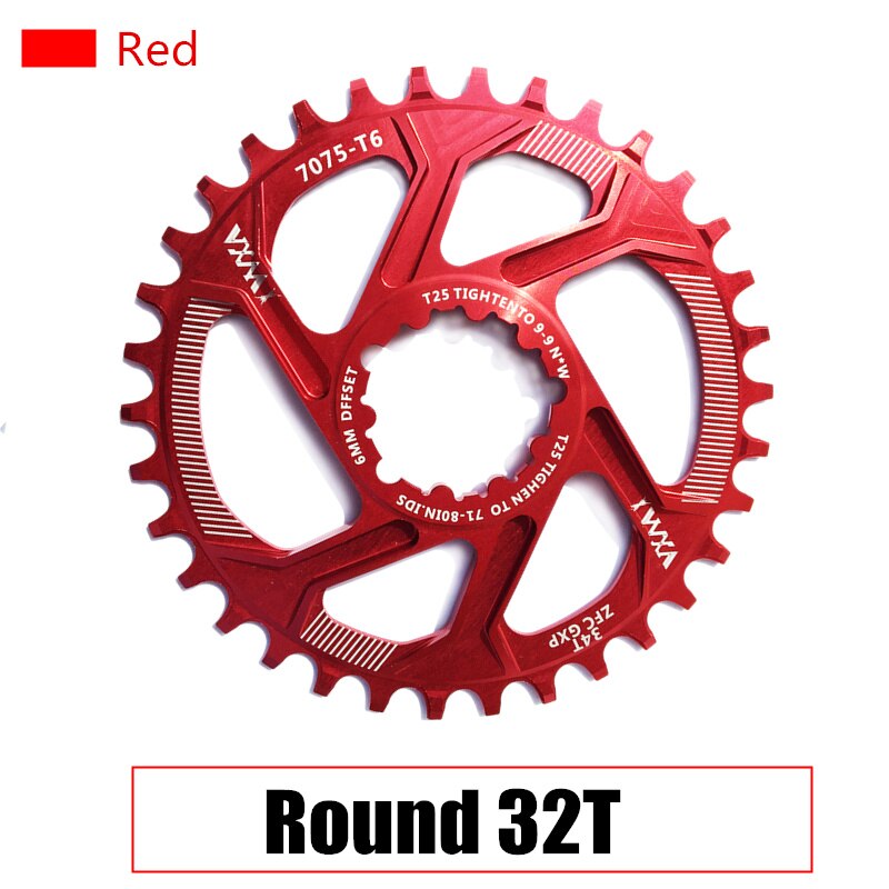 Vxm fietskettingblad 30t 32t 34t 36t 38t smal breed fietskettingblad voor gxp  xx1 x9 xo x01 cnc  al7075 crankstel fietsonderdelen: Rood 32t