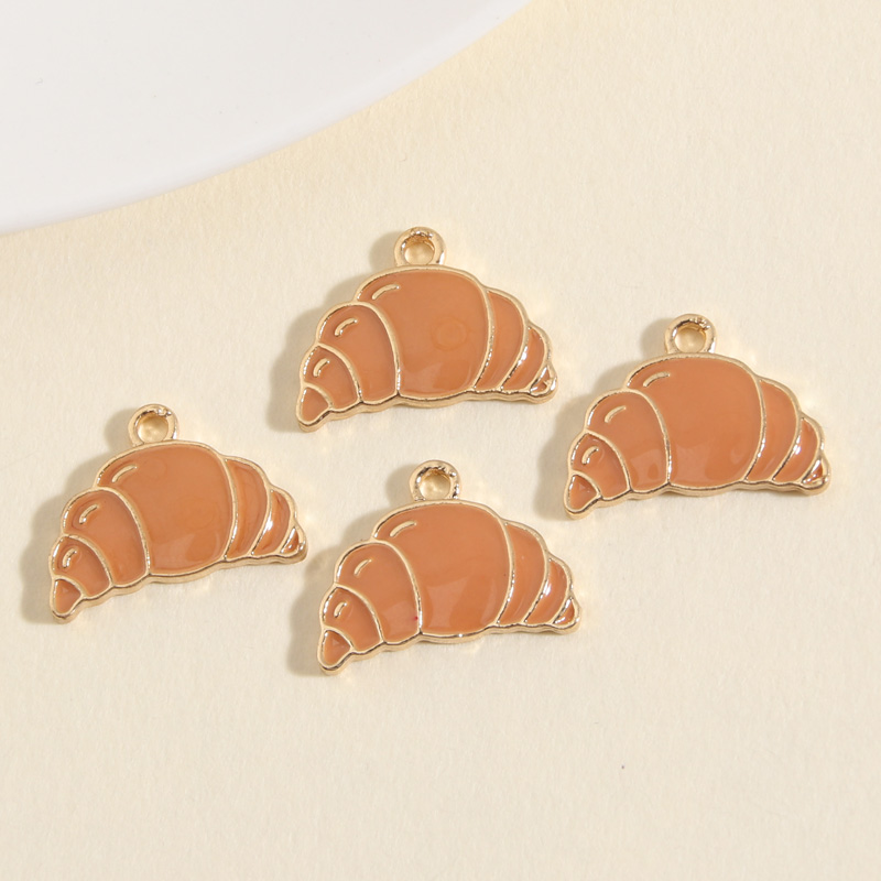 10 pièces couleur or dessin animé émail Croissant breloques petit déjeuner pendentif idéal pour colliers bricolage fabrication de bijoux faits à la main trouver des fournitures