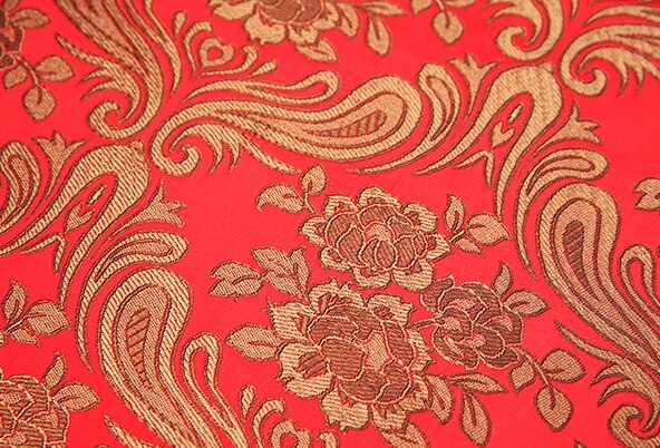 Brokade stof cheongsam og kimono materiale satin stof til syning diy: Rød