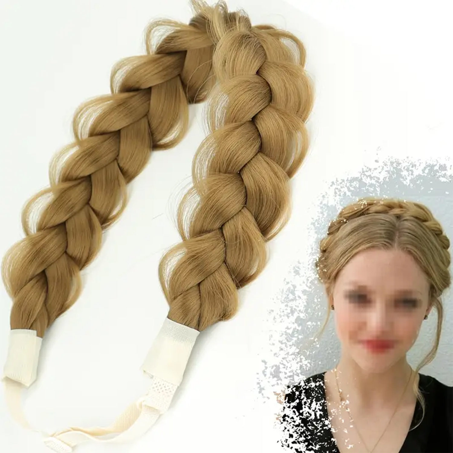 Synthetic Hair Braided Headband With Elastic Band Style Black Brown Girls Braided Headwear Hair Accessories Suitable For Women: T1B/Green