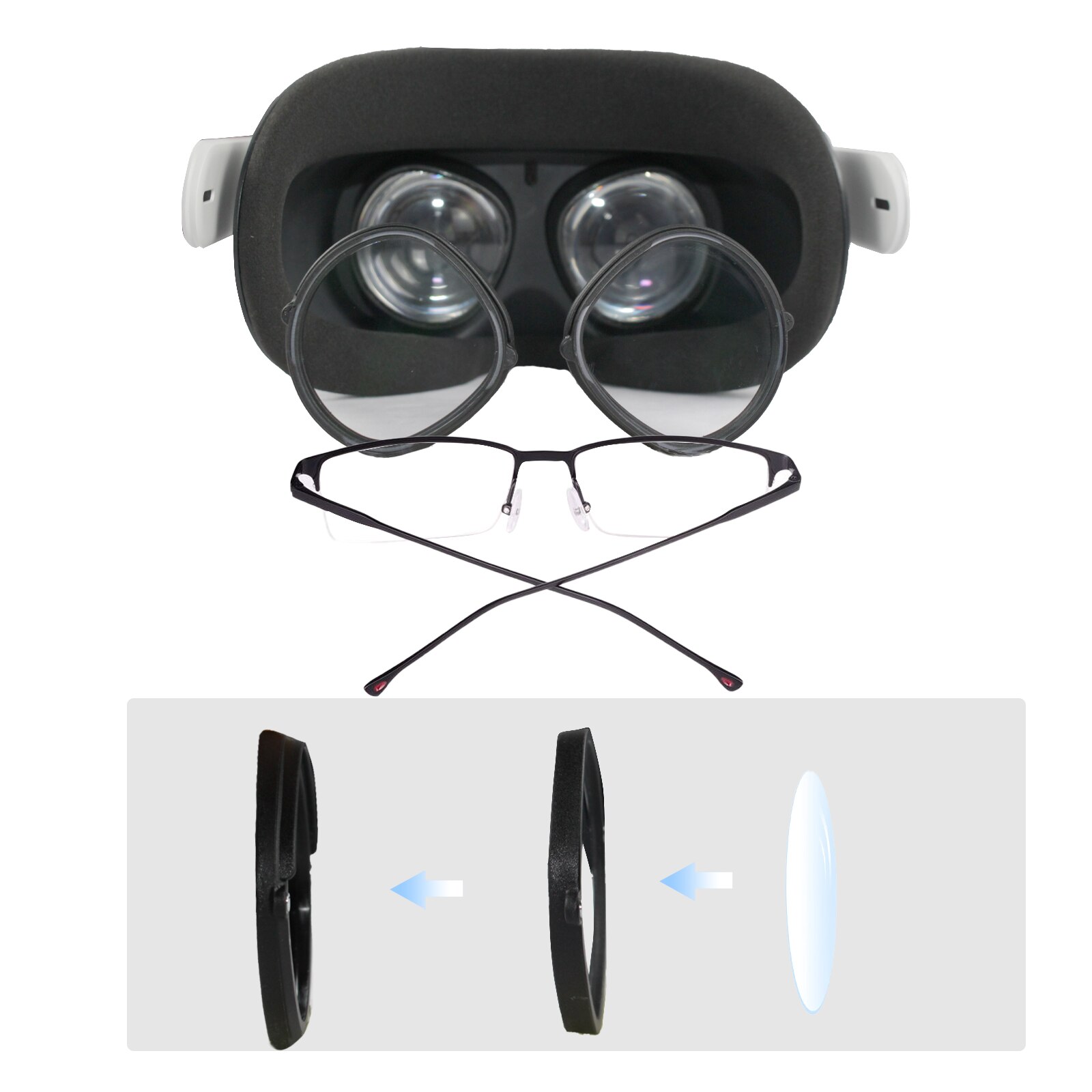 Anti-Blue Light Lenses for Oculus Quest 2 - Magnetic VR Prescription Lens Frame Clip