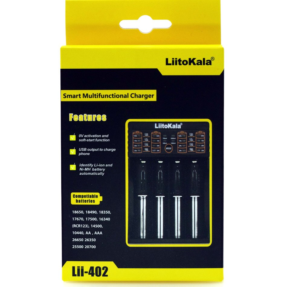 Liitokala Lii-500 Lii-402 100 202 S1 cargador de batería de carga de 18650 de 3,7 V AA/AAA 26650, 16340, 18350, 26500 batería NiMH de litio: Lii-402 Charger