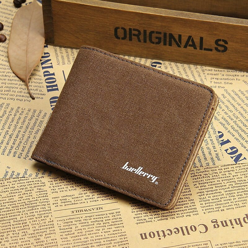 Men Wallets Soft Linen Wallet Casual Short Style 3 Colors Credit Card Holder Purse: Brown