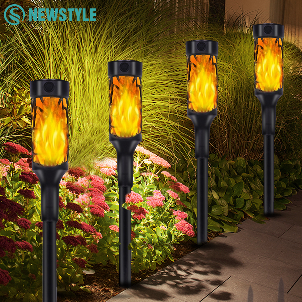 Solar--Flammen-Fackel-Lichter für Höhle Außenbereich, wasserdicht, LED-Solar-, flackernde tanzende Lichter, Garten- und Landschaftsbeleuchtung, Dekor, Halloween-Terrasse