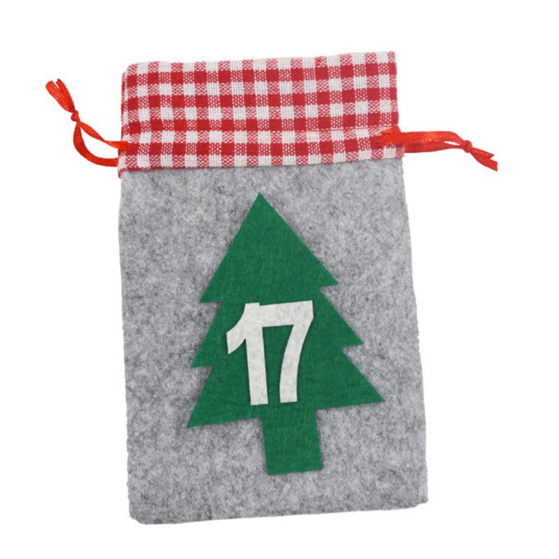 24 Pcs Kerst Countdown Zak Diy Opknoping Kerst Countdown Kalender Voor Kerst Trekkoord Zakken 10X15Cm