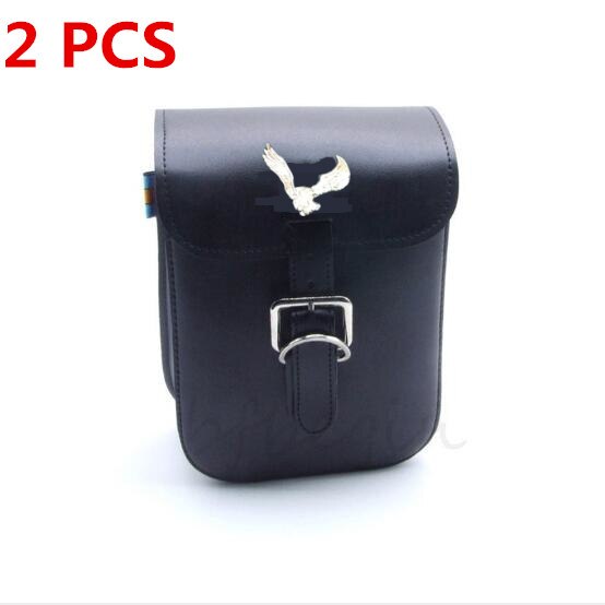 Bolsa de herramientas para motocicleta Softail/Dyna, alforjas de viaje, maletas, equipaje con remaches, Calavera, impermeable, color negro, 1 Juego: 2xEagle