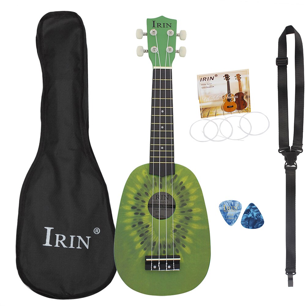 M MBAT-ukelele de tilo de 21 pulgadas para niño, instrumento Musical de 4 cuerdas, guitarra hawaiana, bolsa de ukelele, de Navidad: Kiwi set