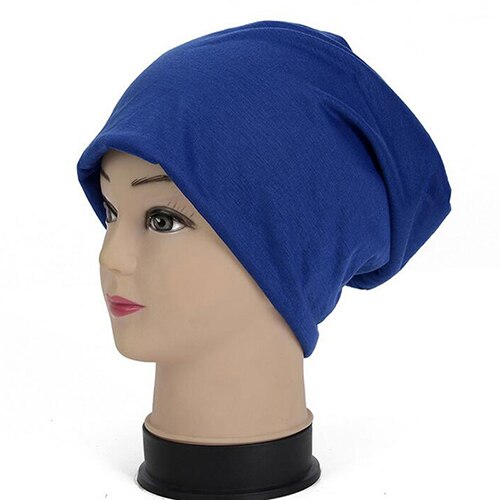 Gorro turbante informal Unisex, gorro de turbante de estilo Hip-Hop, gorro de punto de Color sólido, sombreros para hombres y mujeres, gorros de invierno: Blue