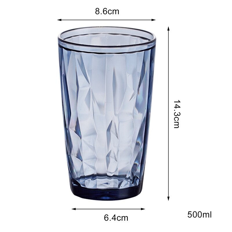 500ml Stackable Colored Drinking Glass Diamond Water Cup Juice Glasses For Drinking Tea Clear Kitchen Dining Bar Drinkware