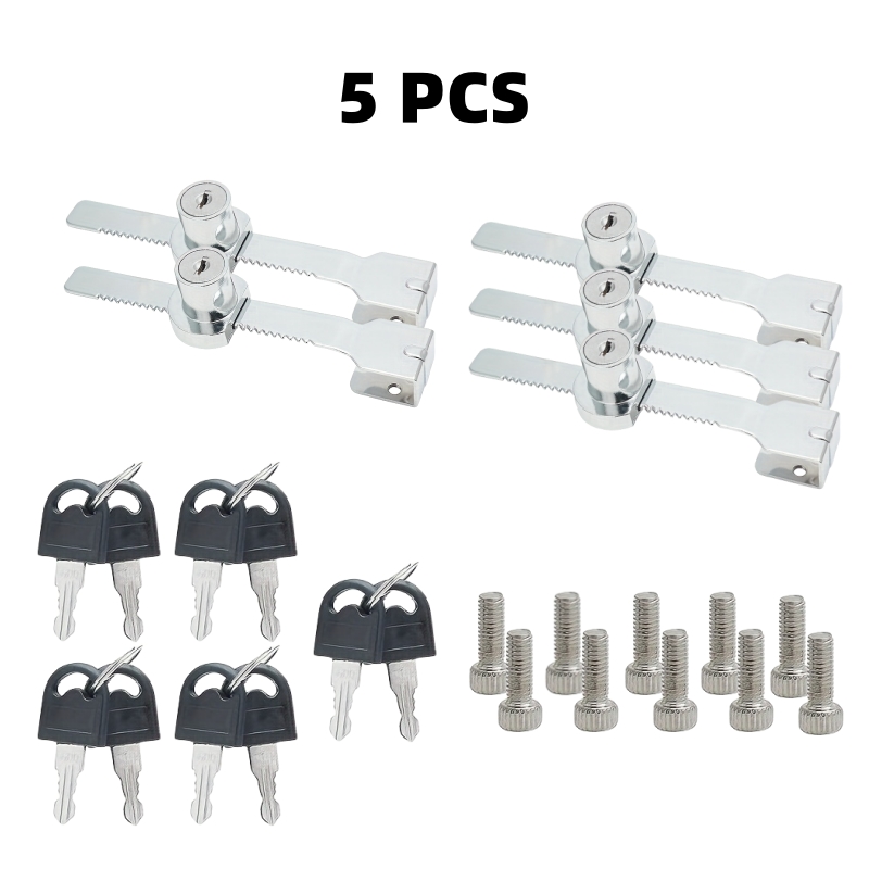1-5Pcs Sliding Glass Door Lock With Key, Showcase With Chrome Finish, Security Slide Case, Proof Safety Cabinet Glass Doors Lock