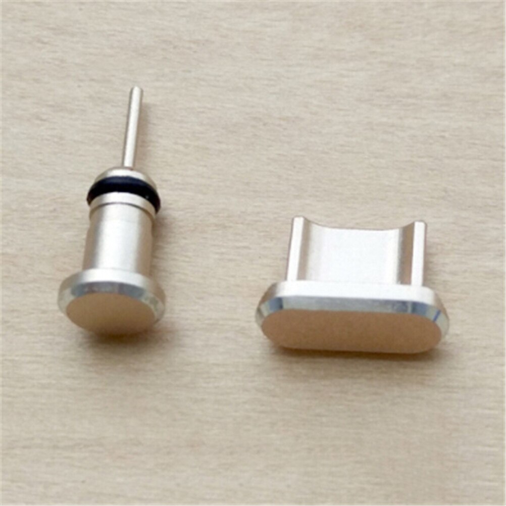 1 sæt micro usb opladningsport øretelefonstik telefon metal støvstik stik støvkant anti støvstik: Gd
