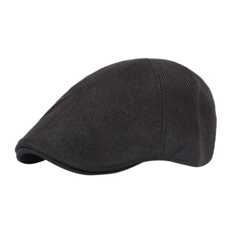 Chapeau de béret en toile de jute de Style britannique pour hommes: Black
