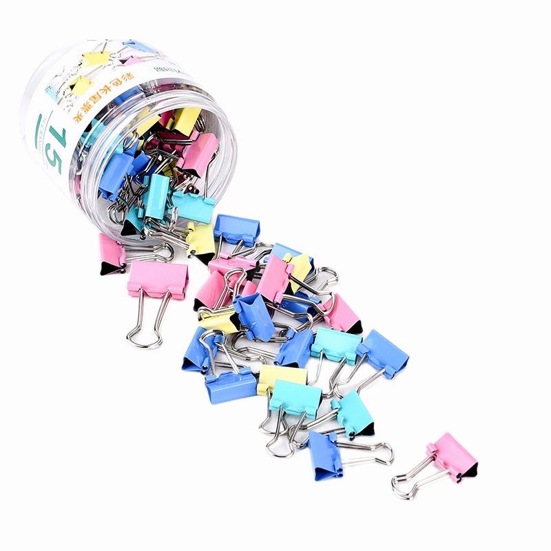 Ezone 20 stk metal binder clips sorte papir clips 15/19mm sorte farverige hjemmekontor bøger fil papir organizer clip mad clips