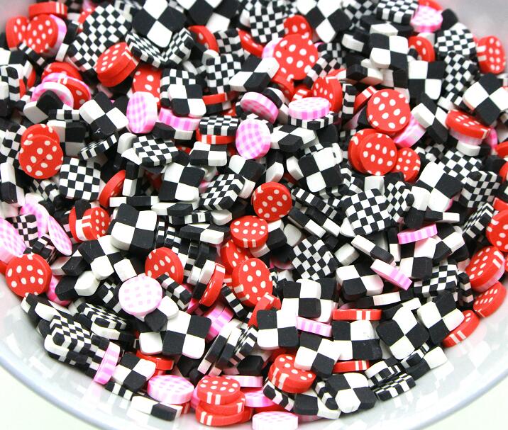 20g smile slime ler stykke regnbue polymer ler dryss gør-det-selv harpiks shaker charms ting smykker fyld telefon cover dekoration: Sort og hvid