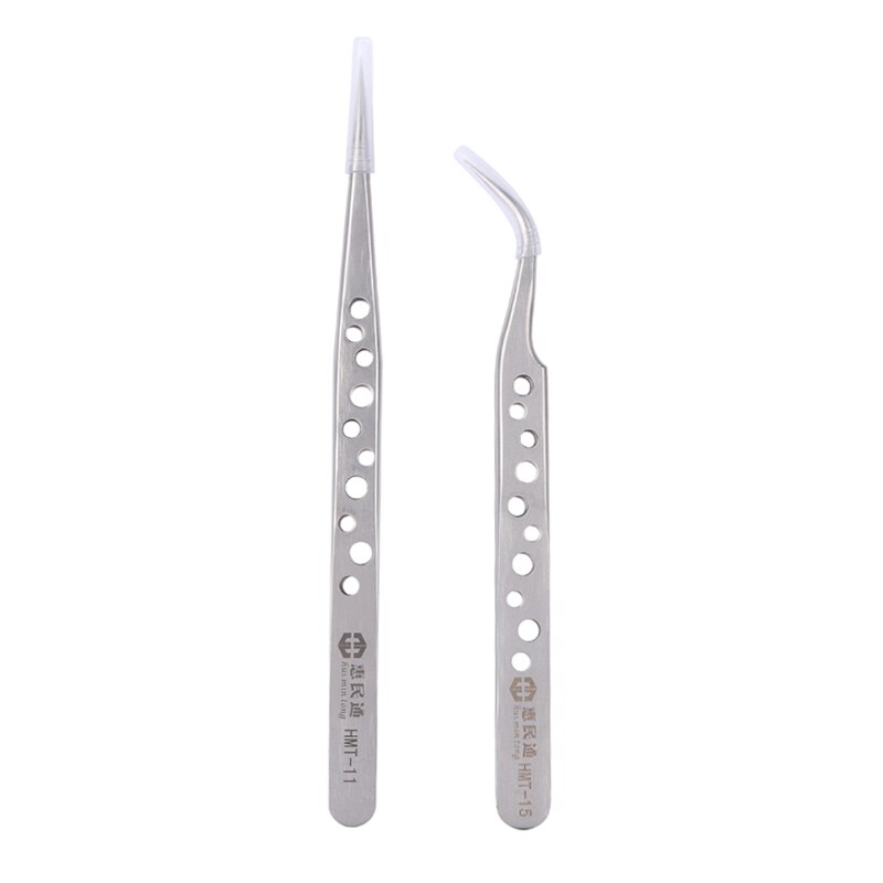 Precision Industrial Tweezers ESD Safe Curved Straight Tip Stainless Steel Tweezer Electronics Repair Hand Tools Set