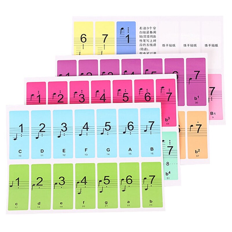 4 Uds. Teclado de Piano de 88 teclas, pegatinas de nombre de Piano, Teclado de Piano de 61 teclas, teclado electrónico, pegatinas de 88 teclas, calcomanía sobre música, etiqueta, nota