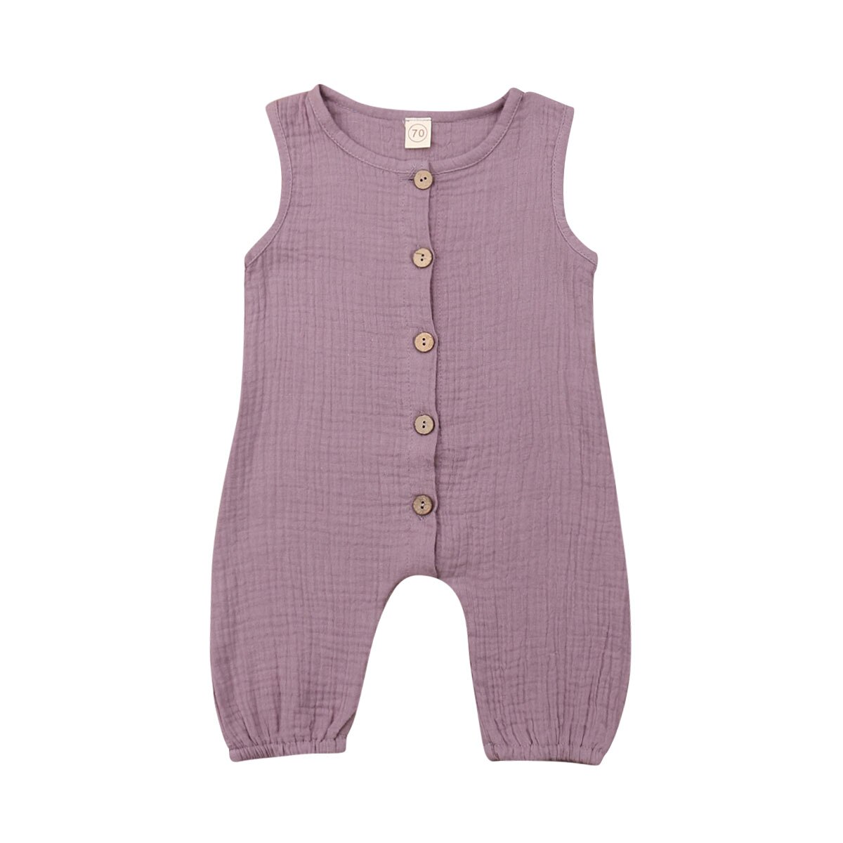 Stijl Pasgeboren Baby Meisjes Jongens Knop Mouwloze Schattige Romper Zomer Jumpsuit Outfits Kleding 6-24Months: Paars / 18m