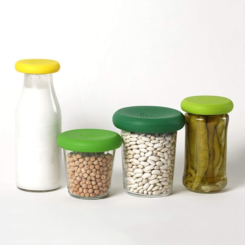 4 Uds tapas de silicona reutilizables protectores de alimentos tapas de contenedores de almacenamiento de vegetales de frutas cubierta de contenedores para tarros y latas