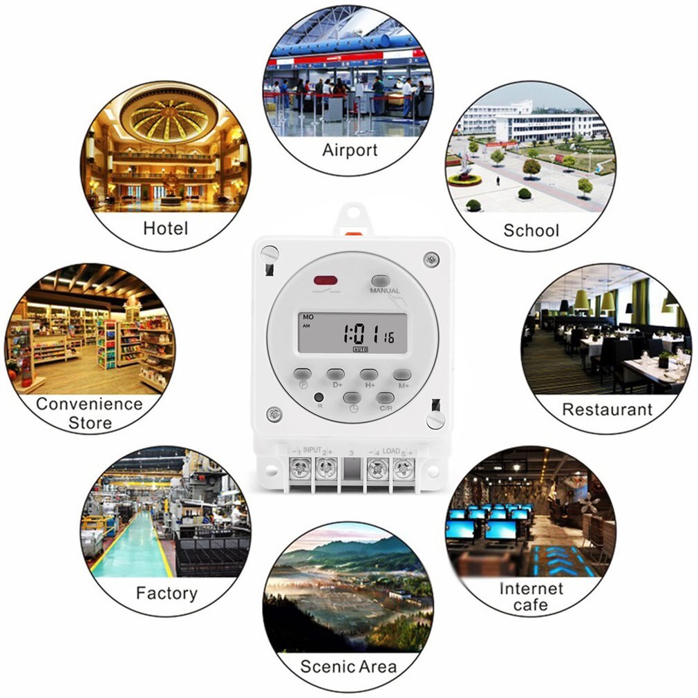 12V 220V Digital Timer Switch 7 Days Weekly Programmable Time Relay Programmer Built-in Rechargeable Battery
