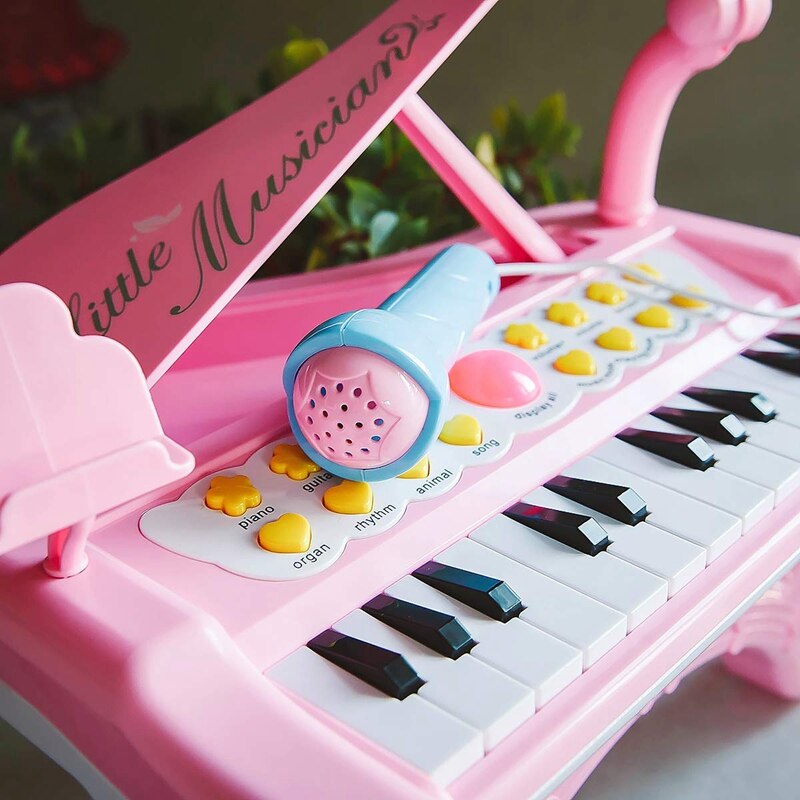 Toddler Piano Toy Keyboard Pink for Girls Birthday 1 2 3 4 Years Old Kids 24 Keys Multifunctional Toy Piano