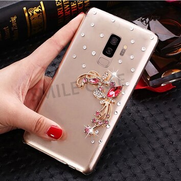 Sourire étui pour samsung galaxy J8 Funda 6.0 pouces clair en plastique strass étui pour samsung galaxy J8 couverture Capa: 2 J8 2018