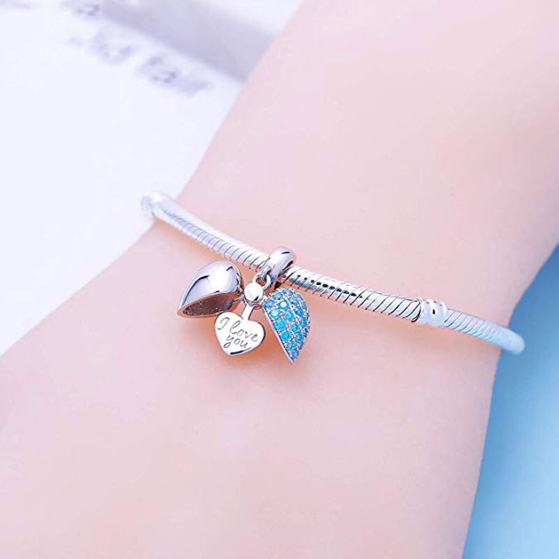 925 Sterling Silver Pendant Heart Beads Fit DIY Charms Silver 925 Original Bracelet Clip Beads For Women Jewelry Making