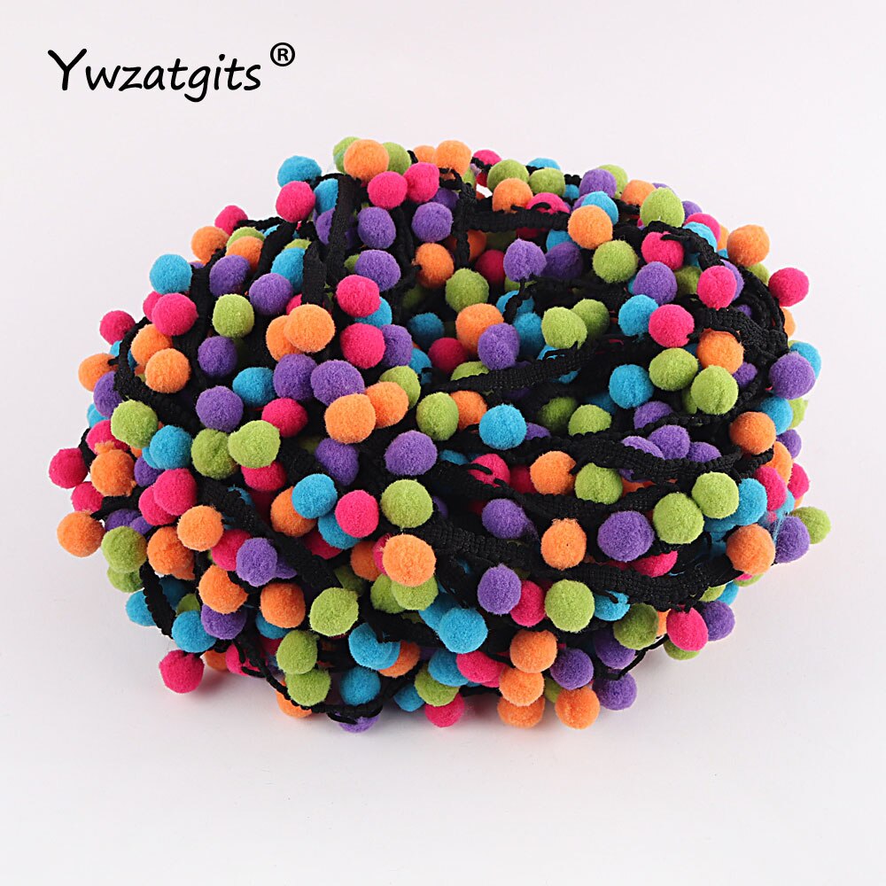 Ywzatgits 5Yards/Lot Tassel Fringe Pom Pom Ballen Trim Stof Lint Naaien Kledingstuk Schoenen Tas Materialen Accessoire YK0107