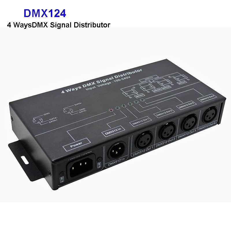 DMX124 DMX512 Versterker Splitter Dmx Signaal Repeater 4CH 4 Output Poorten Dmx Signaal Distributeur; AC100V-240V Ingang;