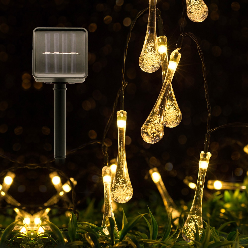 4.8M 6M Solar LED String Lights Flash Water Fairy Lamp Sensor Waterproof For Wedding Christmas Outdoor Garden Decoration