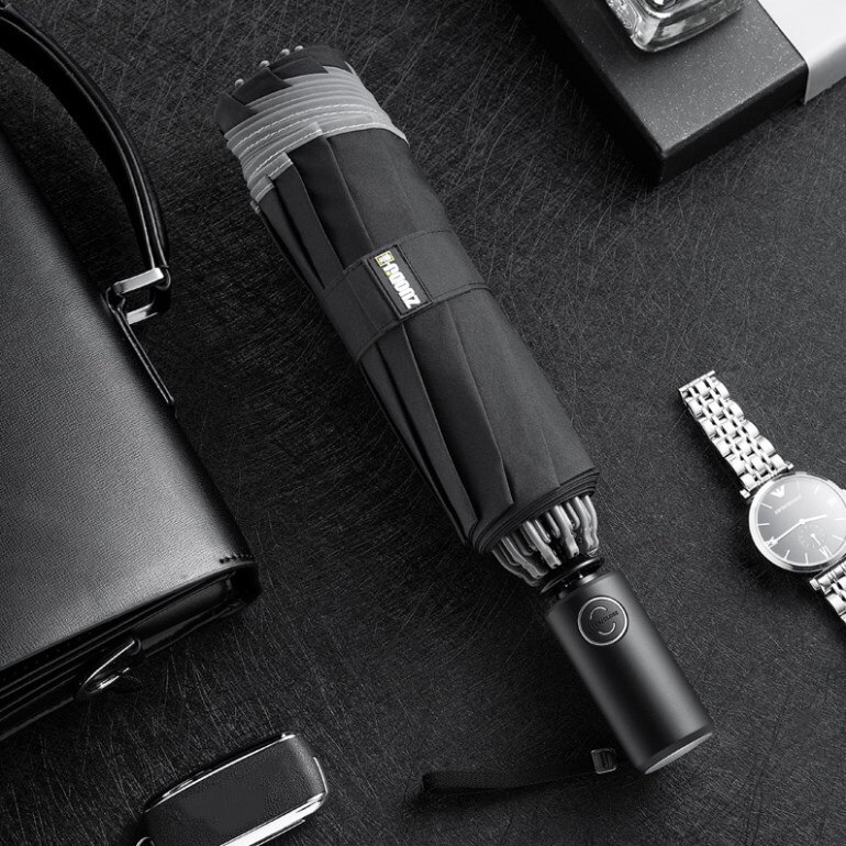 ZUODU Automatic Umbrella Men LED Windproof Reverse Folding Business Umbrella Rain Men Car Automatic Reverse Umbrellas Strong U5B: Black