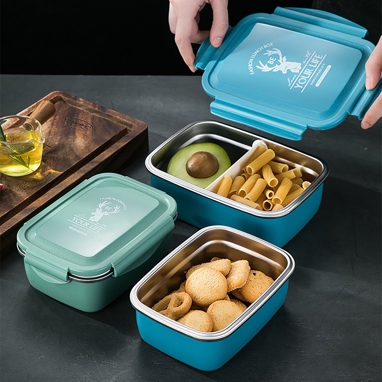 Stainless Steel Bento Box Food Grade Portable Food Storage Container Microwave Lunch Box Household Picnic Accessories